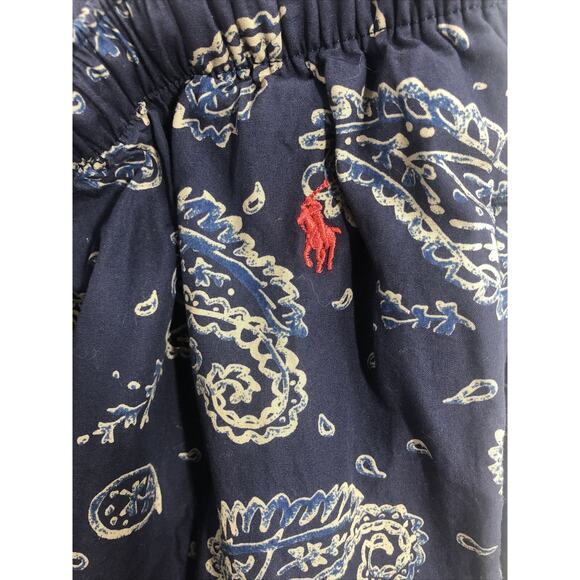 Polo Ralph Lauren Sleep Pants Medium Navy Paisley Elastic Waist Drawstring - Picture 6 of 7